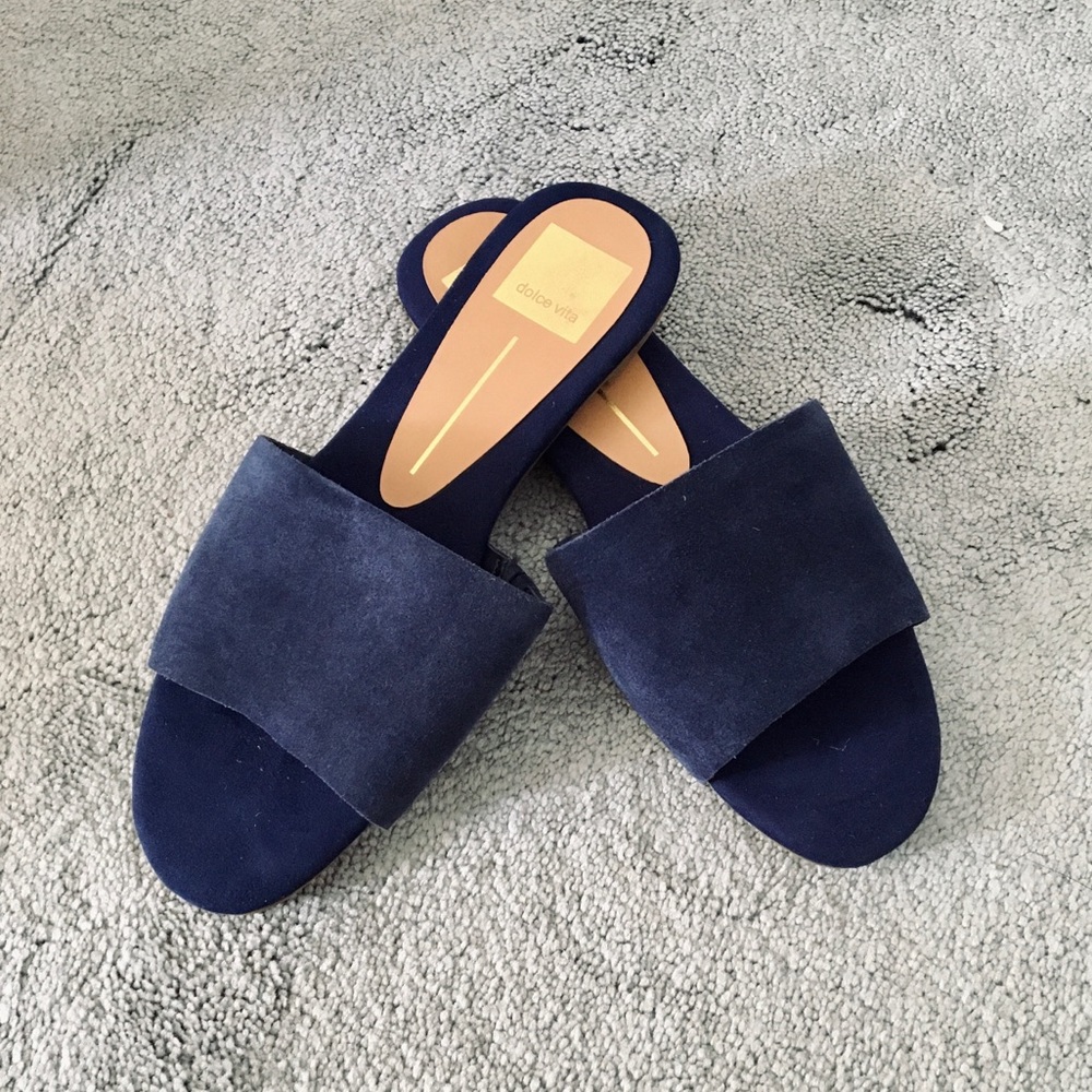 Dolce Vita navy suede slide sandals